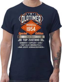 T-Shirt Herren - 70. Geburtstag - Oldtimer Special Vintage 1954 - Name - Retro Look zum Siebzigsten - XL - Navy Blau - Geschenke 70 männer Shirt Tshirt 70sten t Shirts Jahre 70-Geburtstag Mann von Geschenk mit Namen personalisiert by Shirtracer