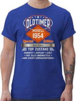 T-Shirt Herren - 70. Geburtstag - Oldtimer Special Vintage 1954 - Name - Retro Look zum Siebzigsten - XXL - Royalblau - Geschenke Tshirt 70 70sten 70.+Geburtstag 70ster 1953 sprüche Jahre von Geschenk mit Namen personalisiert by Shirtracer