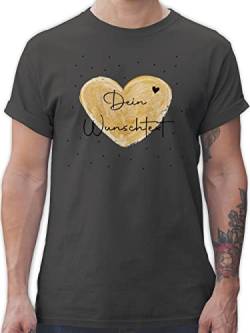 T-Shirt Herren - Aufdruck selbst gestalten - Dein Wunschtext - L - Dunkelgrau - Ihr Text zum selber Bedrucken persönlichen bearbeiten Druck Schrift persönlich kreieren beschriftung Gravur von Geschenk mit Namen personalisiert by Shirtracer