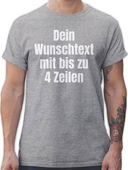 T-Shirt Herren - Aufdruck selbst gestalten - Wunschtext - 5XL - Grau meliert - eigenen Text Tshirt männer Baumwolle drucken Lassen t Shirt personalisierte Geschenke t-Shirts für Personalised von Geschenk mit Namen personalisiert by Shirtracer