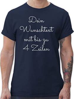 T-Shirt Herren - Aufdruck selbst gestalten - Wunschtext - XL - Navy Blau - wünsche Text zum schreiben Bedruckte Druck nach Wahl eigenem Schrift selber Spruch personalisierte Tshirts von Geschenk mit Namen personalisiert by Shirtracer