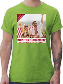 T-Shirt Herren - Bild - Eigenem Foto Geschenk - XL - Hellgrün - Text und Drauf textfeld Bedrucken auserwählte individuellen Aufdruck personalisierbar seinen Mein Personalisieren zum beschriftung von Geschenk mit Namen personalisiert by Shirtracer