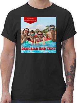 T-Shirt Herren - Bild - Eigenem Foto - XXL - Schwarz - individuellem Druck Tshirt männer Baumwolle Shirt Bedrucken Lassen Wunschname wunschdruck t selber EIN Drauf Machen individueller Aufdruck von Geschenk mit Namen personalisiert by Shirtracer