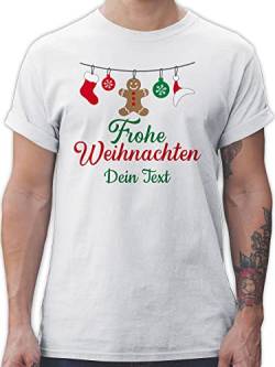 T-Shirt Herren - Geschenke Christmas - Frohe Weihnachten Girlande Wunschtext - 3XL - Weiß - t Shirt weihnachtsoutfit weihnacht Tshirt Mann personalisiertes Weihnachts Weihnachtszeit weihnachtlich von Geschenk mit Namen personalisiert by Shirtracer