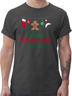 T-Shirt Herren - Geschenke Christmas - Frohe Weihnachten Girlande Wunschtext - 4XL - Dunkelgrau - personalisierte Weihnachts Shirt weihnachtsoutfit Weihnachtszeit Tshirt Mann weihnacht t von Geschenk mit Namen personalisiert by Shirtracer