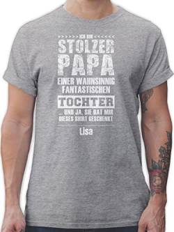 T-Shirt Herren - Ich Bin stolzer Papa Einer Tochter mit Name - XL - Grau meliert - Shirt männer von Geschenk mit Namen personalisiert by Shirtracer