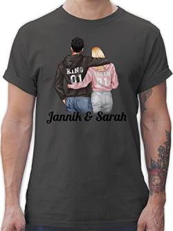 T-Shirt Herren - Liebe - Partner Geschenke Paar King Queen Couple Pärchen Weihnachts-Geschenke Valentinstag - XL - Dunkelgrau - und Tshirt männer Love für Weihnachten Shirt Personalisieren Paare von Geschenk mit Namen personalisiert by Shirtracer