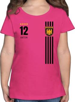 T-Shirt Mädchen - 2024 Fussball EM Fanartikel - Deutschland Germany Trikot Style - 104 (3/4 Jahre) - Fuchsia - fußball Tshirt Kinder wm Team Oberteil personalisiertes Shirt Europa t Shirt. Shirts von Geschenk mit Namen personalisiert by Shirtracer