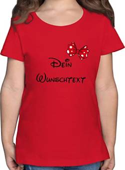 T-Shirt Mädchen - Aufdruck selbst gestalten - Wunschtext Schleife - 128 (7/8 Jahre) - Rot - Wunsch Text personalisierbar own Name beschriftbar bedruckbare Bedruckt Lassen eigener Aufschrift von Geschenk mit Namen personalisiert by Shirtracer