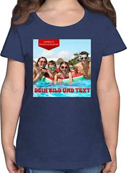 T-Shirt Mädchen - Bild - Eigenem Foto - 152 (12/13 Jahre) - Dunkelblau Meliert - Dein Text Bilder selbst aussuchen Fotos Bedrucken Lassen designen schriften personalisierbare Wunschname wunschdruck von Geschenk mit Namen personalisiert by Shirtracer