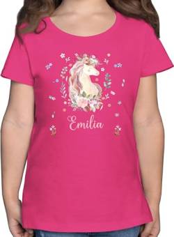 T-Shirt Mädchen - Einhorn Geschenke mit Name - 128 (7/8 Jahre) - Fuchsia - Kinder Tshirt selbst gestalten Unicorn Shirt namens personalisierte einhörner Shirts Einhorn+Tshirt+Kinder Unicorns t von Geschenk mit Namen personalisiert by Shirtracer