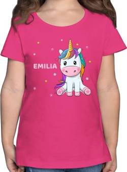 T-Shirt Mädchen - Einhorn Unicorn - 140 (9/11 Jahre) - Fuchsia - personalisierung t Shirts personalisierte Kinder Tshirt Motiv Shirt personalisiertes Name Kind namens Geschenke selbst gestalten und von Geschenk mit Namen personalisiert by Shirtracer