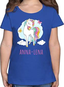 T-Shirt Mädchen - Einhorn Unicorn Einhörner Kinder Geschenk - 140 (9/11 Jahre) - Royalblau - Name Tshirt t Shirt Motiv Shirts personalisierte und personalisiertes eigenem Kind Maedchen von Geschenk mit Namen personalisiert by Shirtracer