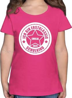 T-Shirt Mädchen - Einschulung - Ich Bin erstklassig 2024-116 (5/6 Jahre) - Fuchsia - personalisiertes Tshirt Schulkind Einschulung-Schulkind bist 1. klasse t Shirt t-Shirts zum Schulanfang von Geschenk mit Namen personalisiert by Shirtracer