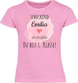 T-Shirt Mädchen - Einschulung - Schulkind - Du bist erste Klasse - 116 (5/6 Jahre) - Rosa - ich Bin 1.klasse Tshirt Shirt zum Schulanfang schulanfänger erstklaessler Shirts t von Geschenk mit Namen personalisiert by Shirtracer