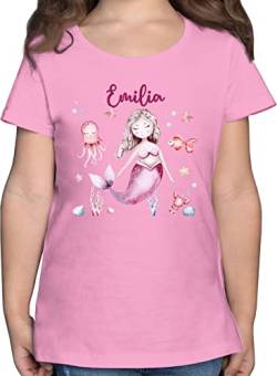 T-Shirt Mädchen - Meerjungfrau Nymphe Nixe - 116 (5/6 Jahre) - Rosa - Meerjungfrauen Tshirt Shirt personalisierte t Shirts und eigenem Oberteil t-Shirts für Kinder t_Shirt von Geschenk mit Namen personalisiert by Shirtracer