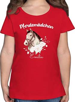 T-Shirt Mädchen - Pferd Pferde - Pferdemädchen II - 116 (5/6 Jahre) - Rot - t-Shirts für Kinder Pferde-Tshirts reiterinnen Tshirt mädels pferdeshirts reitersachen Shirt Pferde-Shirt von Geschenk mit Namen personalisiert by Shirtracer