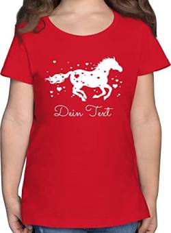 T-Shirt Mädchen - Pferde - Pferd Dein Name Wunschtext Text - 128 (7/8 Jahre) - Rot - reiten Tshirt Reiter Shirt eigenem t personalisierte Geschenke pferden Kinder Personalisieren Motiv und Bilder von Geschenk mit Namen personalisiert by Shirtracer