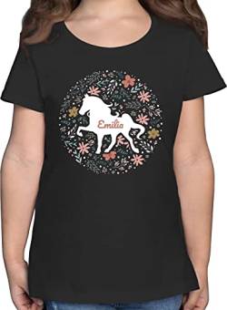 T-Shirt Mädchen - Pferde - Pferd - Pferdemädchen - 140 (9/11 Jahre) - Schwarz - REIT Name mädels Tshirt reitshirt Kinder Reitsport Shirt pferdegeschenk Blumen t- Shirts namens reittshirts von Geschenk mit Namen personalisiert by Shirtracer