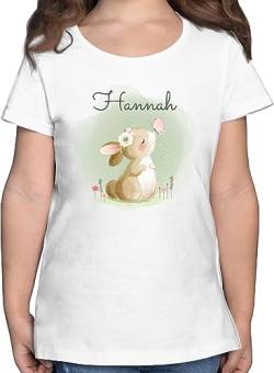 T-Shirt Mädchen - Süßer Hase Bunny Rabbit Hasen Kaninchen - 128 (7/8 Jahre) - Weiß - Oster Shirt Ostern Tshirt Kinder t häschen Kind Kinder+Tshirt+personalisiert Name Osterhase osterngeschenke von Geschenk mit Namen personalisiert by Shirtracer