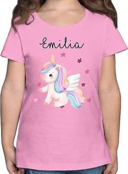 T-Shirt Mädchen - Süßes Einhorn Sweet Unicorn - 128 (7/8 Jahre) - Rosa - und Tshirt Kinder t Shirt Name Shirts personalisierte Geschenke für personalisiertes einem Kind Maedchen Motiv von Geschenk mit Namen personalisiert by Shirtracer