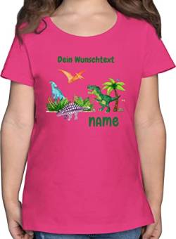 T-Shirt Mädchen - Tiere - Dino Dinos Dinosaurier - 128 (7/8 Jahre) - Fuchsia - Tier Name und t Shirts Shirt personalisiertes Tshirt Kinder Tieren t-Shirt, für kleine personalisierte Geschenke von Geschenk mit Namen personalisiert by Shirtracer