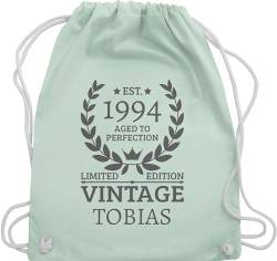 Turnbeutel Rucksack - 30. - Geschenk zum 30 Geburtstag Est 1994 Limited Edition - Unisize - Pastell Grün - dreißig est. 1993 30.geburtstag jahre name geb geschenke für von Geschenk mit Namen personalisiert by Shirtracer