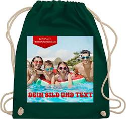 Turnbeutel Rucksack - Bild - Eigenem Foto - Unisize - Dunkelgrün - aufdruck wechselsachen beutel kindergarten selbst erstellen jungen selber bedruckte stoffbeutel name und kita beschriften von Geschenk mit Namen personalisiert by Shirtracer