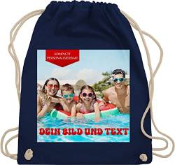 Turnbeutel Rucksack - Bild - Eigenem Foto - Unisize - Navy Blau - selbst gestalten beutel rücken bedrucken stoffbeutel wechselkleidung personalisiertes tasche sporttasche für kindergarten von Geschenk mit Namen personalisiert by Shirtracer