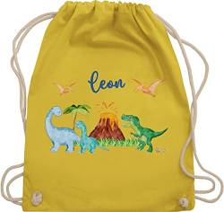 Turnbeutel Rucksack - Dinosaurier Dino Dinos - Unisize - Gelb - kita beutel wechselwäsche tasche kindergarten jungen kinder tier schlafbeutel kinderrucksack stoffbeutel junge sportbeutel von Geschenk mit Namen personalisiert by Shirtracer