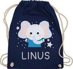 Turnbeutel Rucksack - Elefant Kinder - Unisize - Navy Blau - tasche kindergarten beutel kita elephant und name elefanten turnsackerl junge stofftasche für rucksäcke mädchen stoffsackerl von Geschenk mit Namen personalisiert by Shirtracer