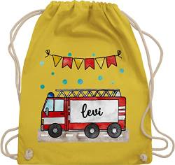 Turnbeutel Rucksack - Feuerwehr - Feuerwehrauto - Geschenk - Unisize - Gelb - wechselkleidung beutel kita name sportbeutel kindergarten jungen feuerwehrtaschen stoffbeutel schule feuerwehrrucksack von Geschenk mit Namen personalisiert by Shirtracer