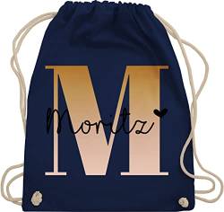 Turnbeutel Rucksack - Initialen - Name und Buchstabe - Unisize - Navy Blau - turnsäckchen kindergarten beutel personalisierte geschenke turn tasche schul dem buchstaben geschenkbeutel gestalten von Geschenk mit Namen personalisiert by Shirtracer