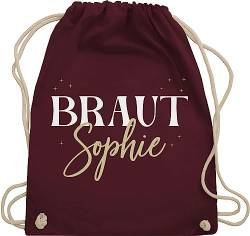 Turnbeutel Rucksack - JGA Junggesellenabschied - Braut Bride - Unisize - Bordeauxrot - junggesellinnenabschied beutel kordelzug jungesellinnenabschied frauen name tasche polterabend rucksäcke von Geschenk mit Namen personalisiert by Shirtracer