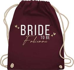 Turnbeutel Rucksack - JGA Junggesellenabschied - Bride To Be - Braut - Unisize - Bordeauxrot - beutel gym bag frauen baumwolle junggesellinnenabschied kordelzug name tasche polterabend stoffrucksack von Geschenk mit Namen personalisiert by Shirtracer