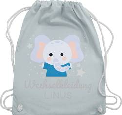 Turnbeutel Rucksack - Kita Beutel Wechselsachen Jungen - Wechselkleidung Elefant - Unisize - Pastell Blau - mädchen personalisierter kindergartenrucksack für jungs kindergarten kinderturnbeutel von Geschenk mit Namen personalisiert by Shirtracer