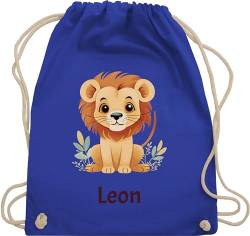 Turnbeutel Rucksack - Löwen - Süßer Löwe Wildtiere König der Tiere Lion - Unisize - Royalblau - tasche kita name geschenke für den kindergartenstart beutel kindergarten von Geschenk mit Namen personalisiert by Shirtracer