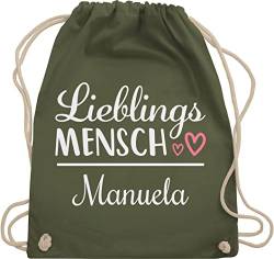 Turnbeutel Rucksack - Partnerin Tasche - Geschenk Lieblingsmensch mit Namen - Unisize - Olivgrün - taschen baumwolle sportbeutel beutel stoff stoffbeutel rucksäcke baumwoll kordelzug von Geschenk mit Namen personalisiert by Shirtracer