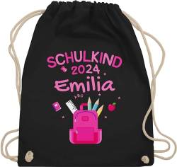 Turnbeutel Rucksack - Schulanfang Einschulung - Schulkind 2024 - Unisize - Schwarz - personalisierte geschenke schulanfänger erster schultag sportbeutel einschulung-schulkind endlich schule von Geschenk mit Namen personalisiert by Shirtracer