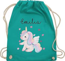 Turnbeutel Rucksack - Süßes Einhorn Sweet Unicorn - Unisize - Türkis - geschenke beutel für schulanfänger eigenem stoffbeutel kindergarten wechselkleidung und sportbeutel mädchen einschulung von Geschenk mit Namen personalisiert by Shirtracer