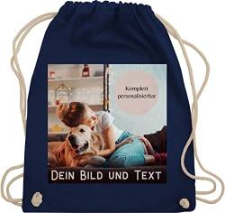 Turnbeutel Rucksack - eigenem - Foto Bild Geschenk - Unisize - Navy Blau - taschen kindergarten beutel wechselkleidung stoffbeutel wechselwäsche personalisierter und text bag für kita von Geschenk mit Namen personalisiert by Shirtracer