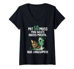 Damen 50. Geburtstag Spruch über Alter Humor T-Shirt mit V-Ausschnitt von Geschenk zum 50. Geburtstag by mb