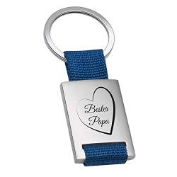 Bester Papa Schlüsselanhänger mit Gravur | Blau | Herz | Personalisierte Geschenke für Papa als Geburtstagsgeschenk und zu Weihnachten | 8,5x3,5cm von Geschenke 24