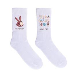 Geschenke 24 Oster-Socken mit Name personalisiert | Geschenkidee zu Ostern | Ostermotiv | Herren | Damen | Kinder | Strümpfe (37-40, Osterhase) von Geschenke 24