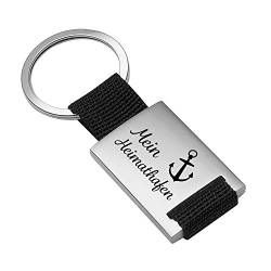 Geschenke 24 | Schlüsselanhänger mit Gravur Heimathafen (Schwarz - VS&RS) | personalisiert mit Wunschname | Autozubehör maritimes Design | Vatertagsgeschenk | kleine Aufmerksamkeit von Geschenke 24