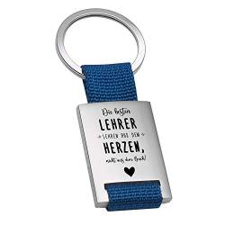 Geschenke 24 | Schlüsselanhänger personalisiert Die besten Lehrer (Blau - VS&RS) | graviert mit Spruch und Name | Abschiedsgeschenk für Kollegen | kleine Aufmerksamkeit von Geschenke 24