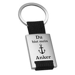 Geschenke 24 | Schlüsselanhänger personalisiert Du bist mein Anker (Schwarz - VS) | Liebesgeschenk | maritime Geschenkidee | Valentinstagsgeschenk mit Gravur | kleine Aufmerksamkeit von Geschenke 24