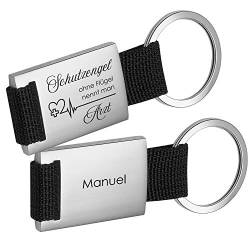 Geschenke 24 | Schlüsselanhänger personalisiert Schutzengel ohne Flügel nennt man Arzt (Schwarz - VS&RS) | graviert mit Spruch und Name | kleine Aufmerksamkeit für Männer und Frauen von Geschenke 24