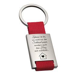 Geschenke 24 | Schlüsselanhänger personalisiert mit Gravur “Zuhause ist...” | Edelstahl mit Spruch und Name (Rot - VS&RS) | Geschenk für Männer und Frauen | kleine Aufmerksamkeit von Geschenke 24