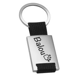 Personalisierter Schlüsselanhänger mit Gravur | Schlüsselanhänger Hund Hundepfote | Schwarz | Geschenke für Hundehalter und Hundebesitzer | 8,5x3,5cm von Geschenke 24